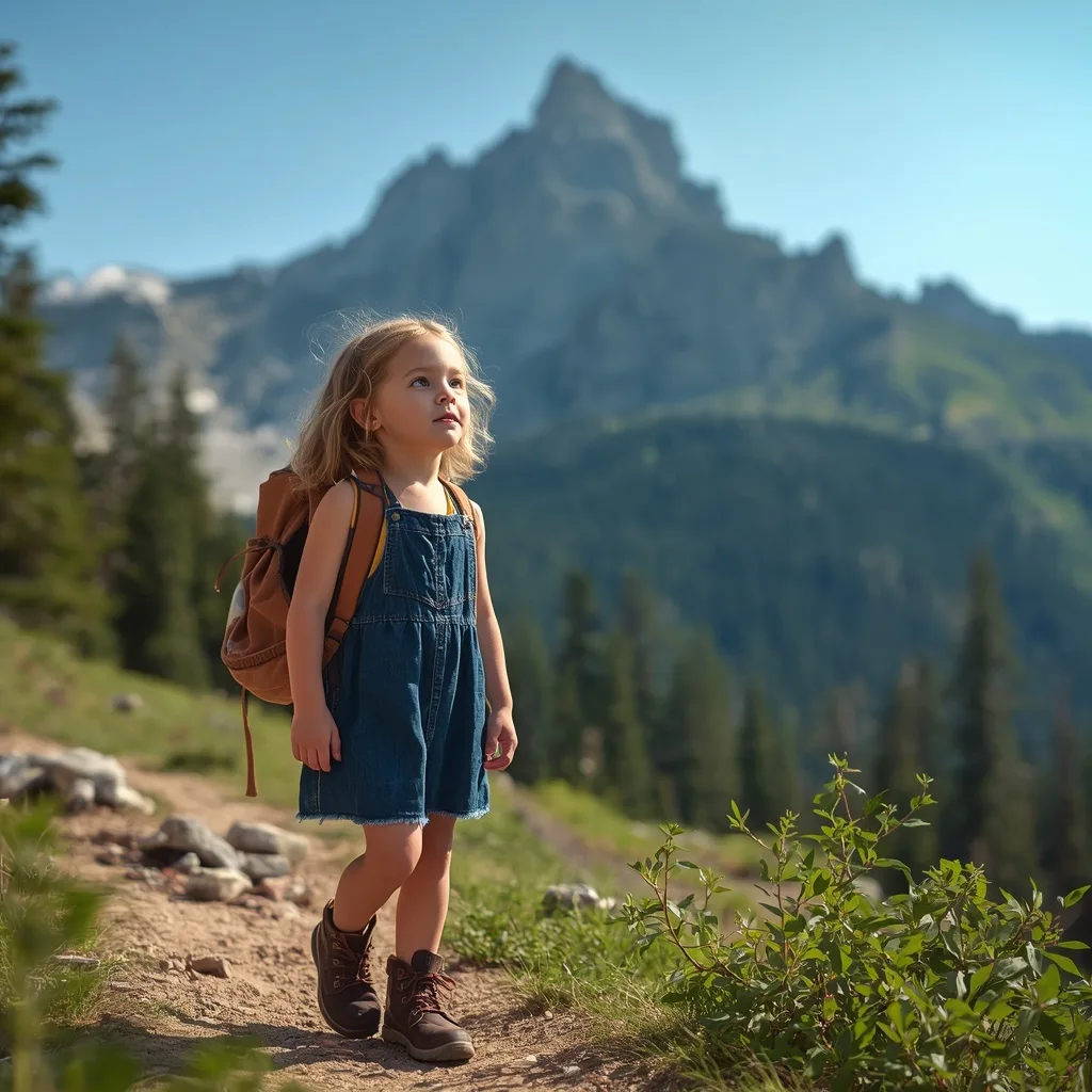 Cute Girl's Outdoor Adventure in a Rugged Western Dress, Hiking – elegant girls vintage ai prompts – AI generated example