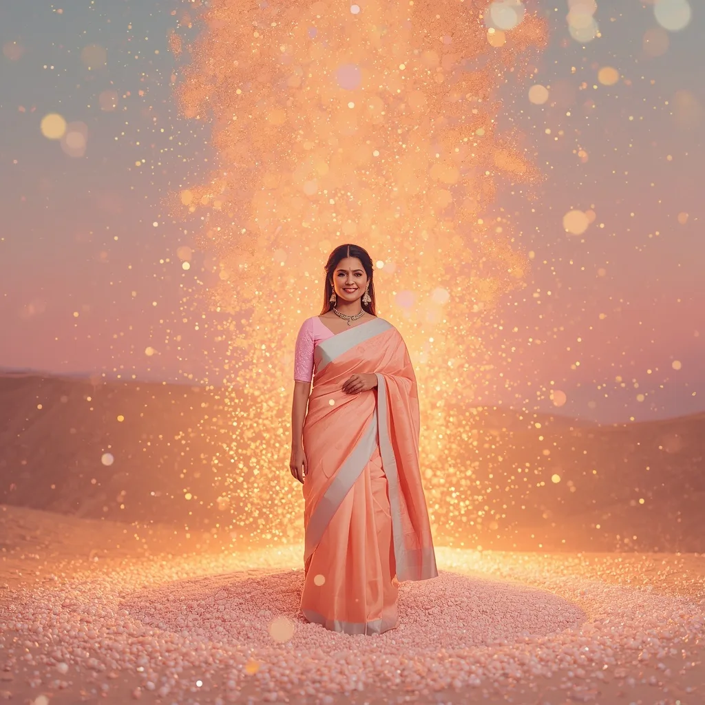 Pastel Pearl Dust Torrent Saree – chatgpt saree in ai prompts – AI generated example