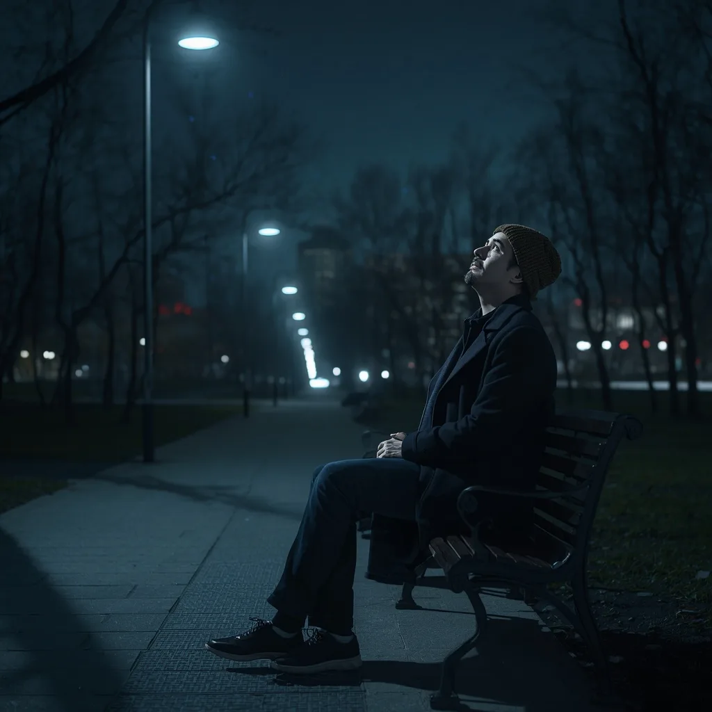Modern Man's Solitary Moment in a Deserted City Park