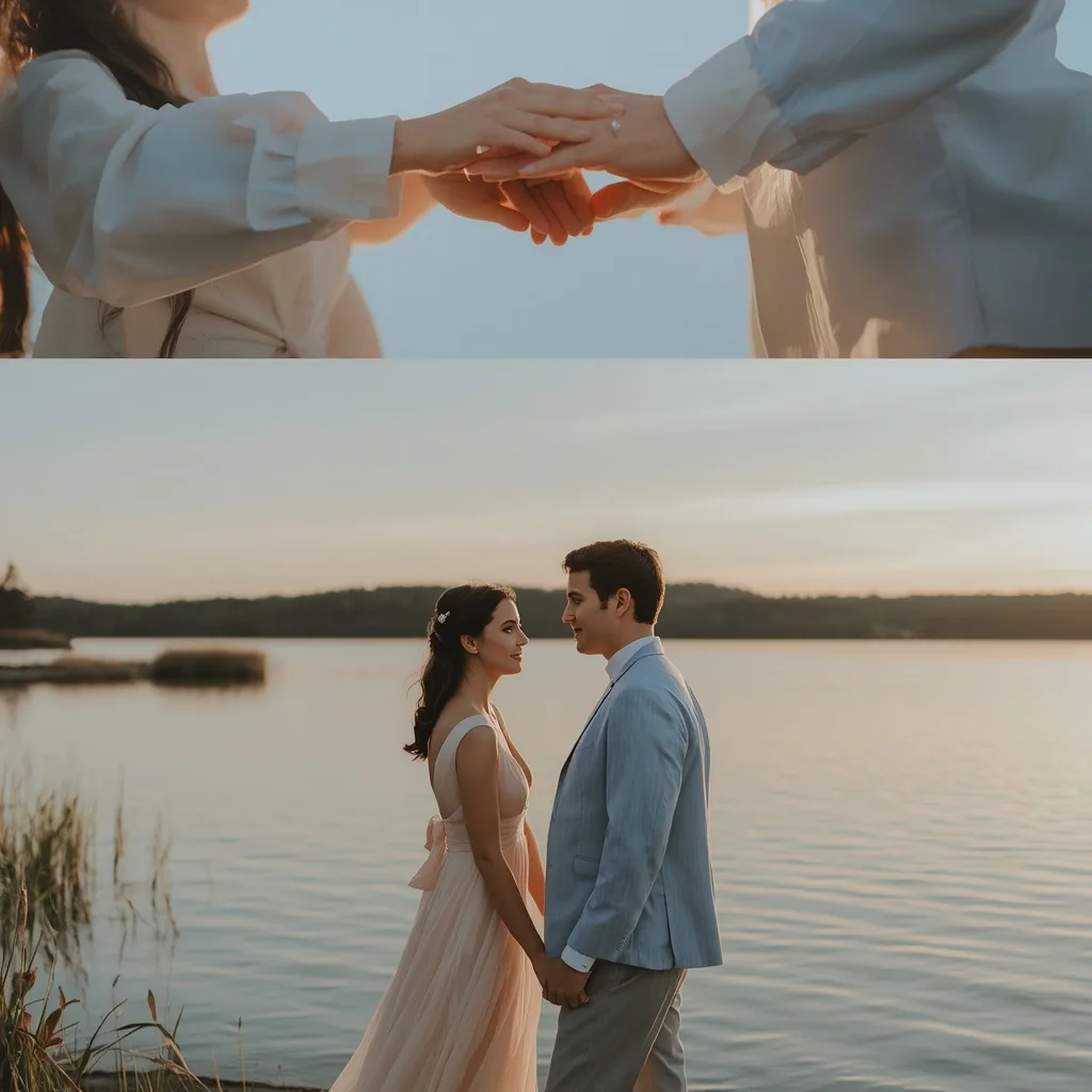 Romantic Couple's Dreamy Wedding: Lakeside Serenity