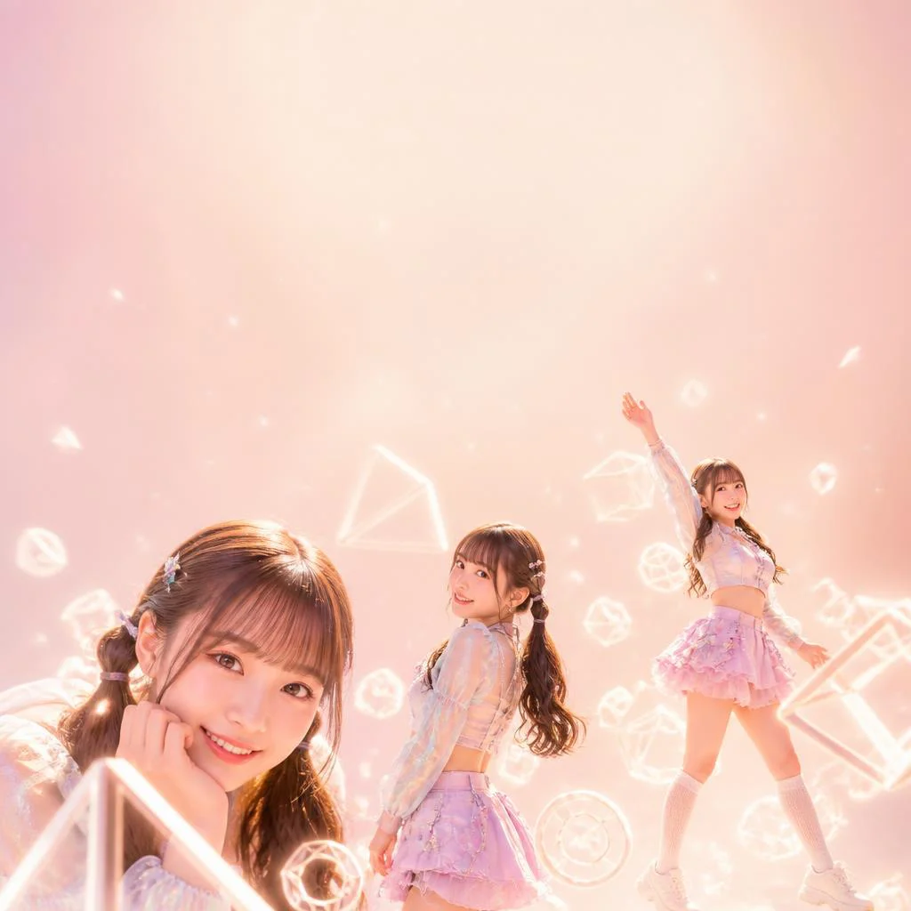 A Cinematic Collage of a Cute Girl with Weightless Glowing Geometric Shapes | ChatGPT photo editing prompts trending Instagram for girl — AI image prompt