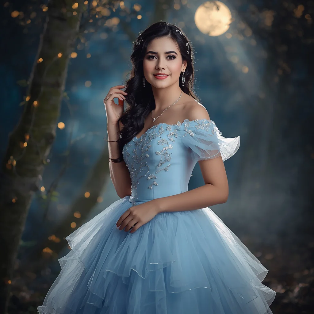 Enchanting Tulle Evening Gown with Delicate Embellishments — AI image prompt