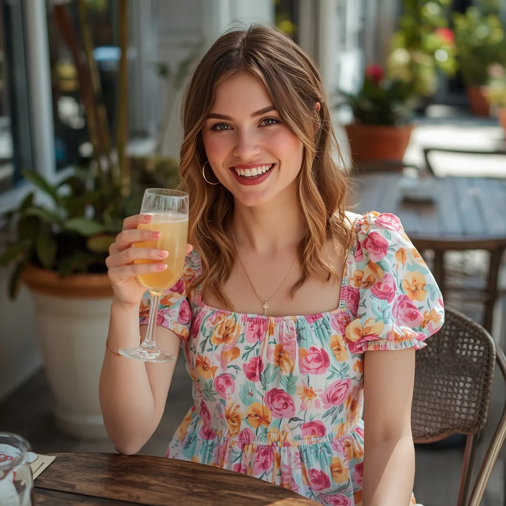 Feminine Floral Mini Dress for a Brunch Date — AI image prompt